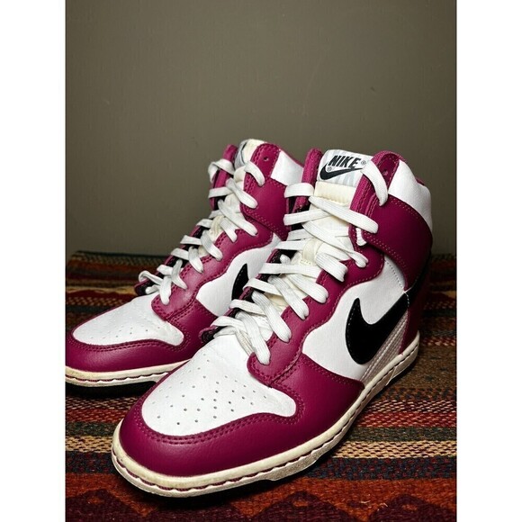 Nike Dunk Sky Hi Bright Magenta Sneakers 528899-502 Black White Wedge 7.5 - Picture 3 of 12